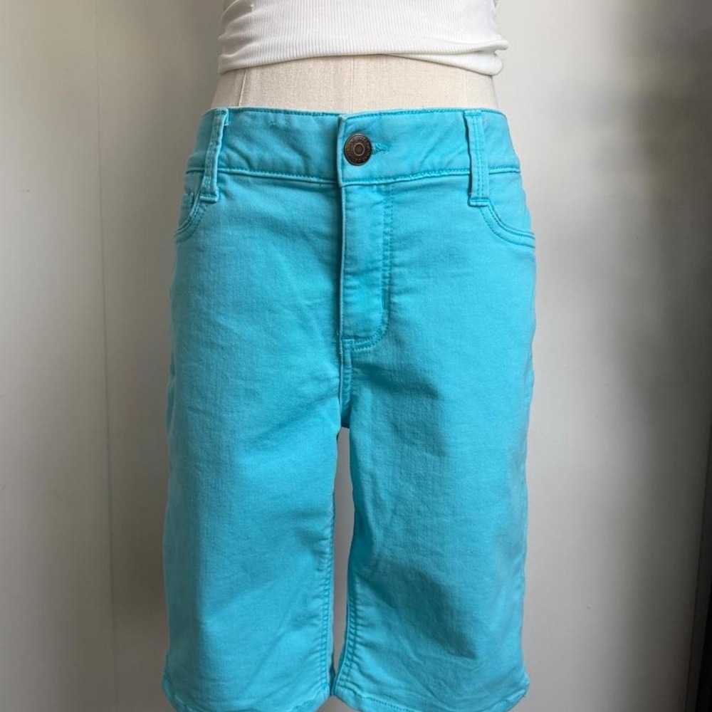 Liz Claiborne Sara Teal Blue Bermuda Shorts Womens 6 Y2K Mid Rise Stretch Waist